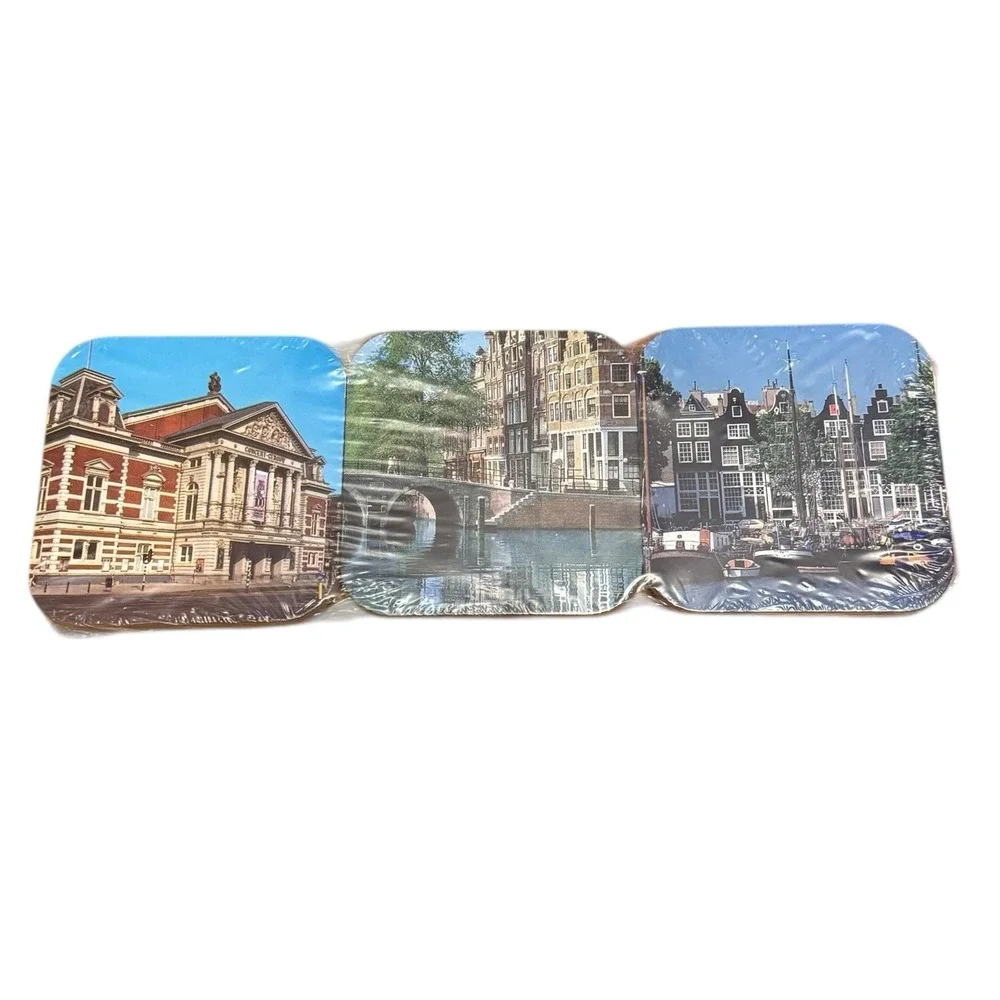AMSTERDAM‎ Netherlands Vintage Travel Souvenir Collectible 6 Coasters Set C72Q